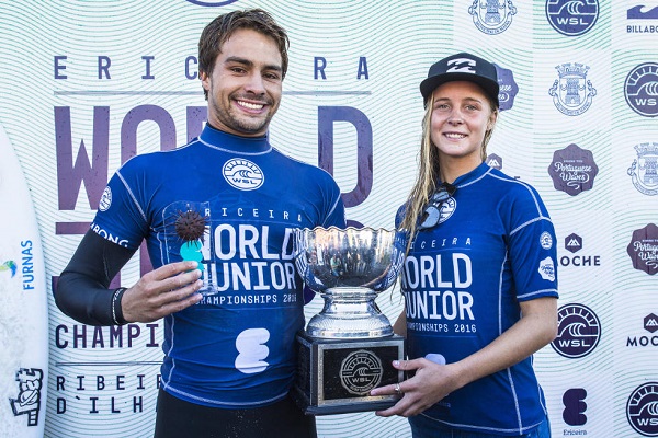 Os campeões mundiais Pro Junior de 2015, Lucas Silveira e Isabella Nichols (Foto: Poullenot - Aquashot)