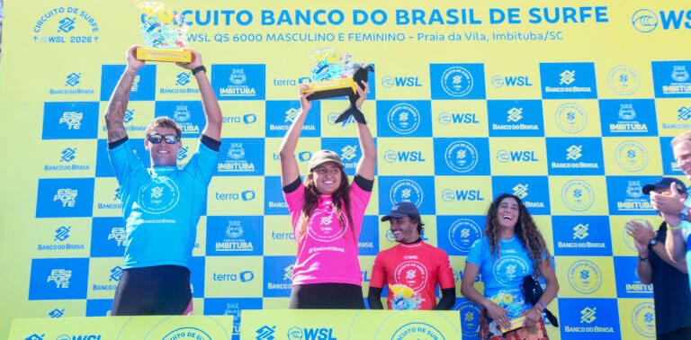 Luan Wood e Sophia Medina são campeões do Circuito Banco do Brasil de Surfe - Etapa Imbituba