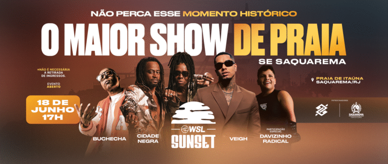 WSL Sunset terá Cidade Negra, Veigh, Buchecha e muito mais em Saquarema