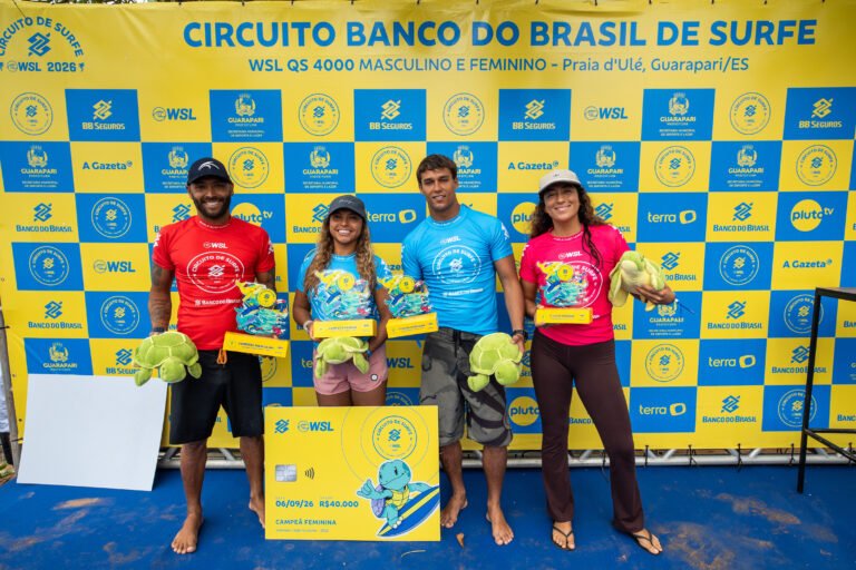 Tainá Hinckel e Jadson André são campeões do Circuito Banco do Brasil de Surfe - Etapa Guarapari